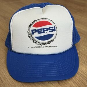 Vintage Pepsi Bottle Cap Logo Trucker Hat Rope Snapback Florida Cap USA Rare